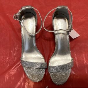 Dream Pairs Womens Pump Sandals Chunky Heels Silver Glitter Size 7